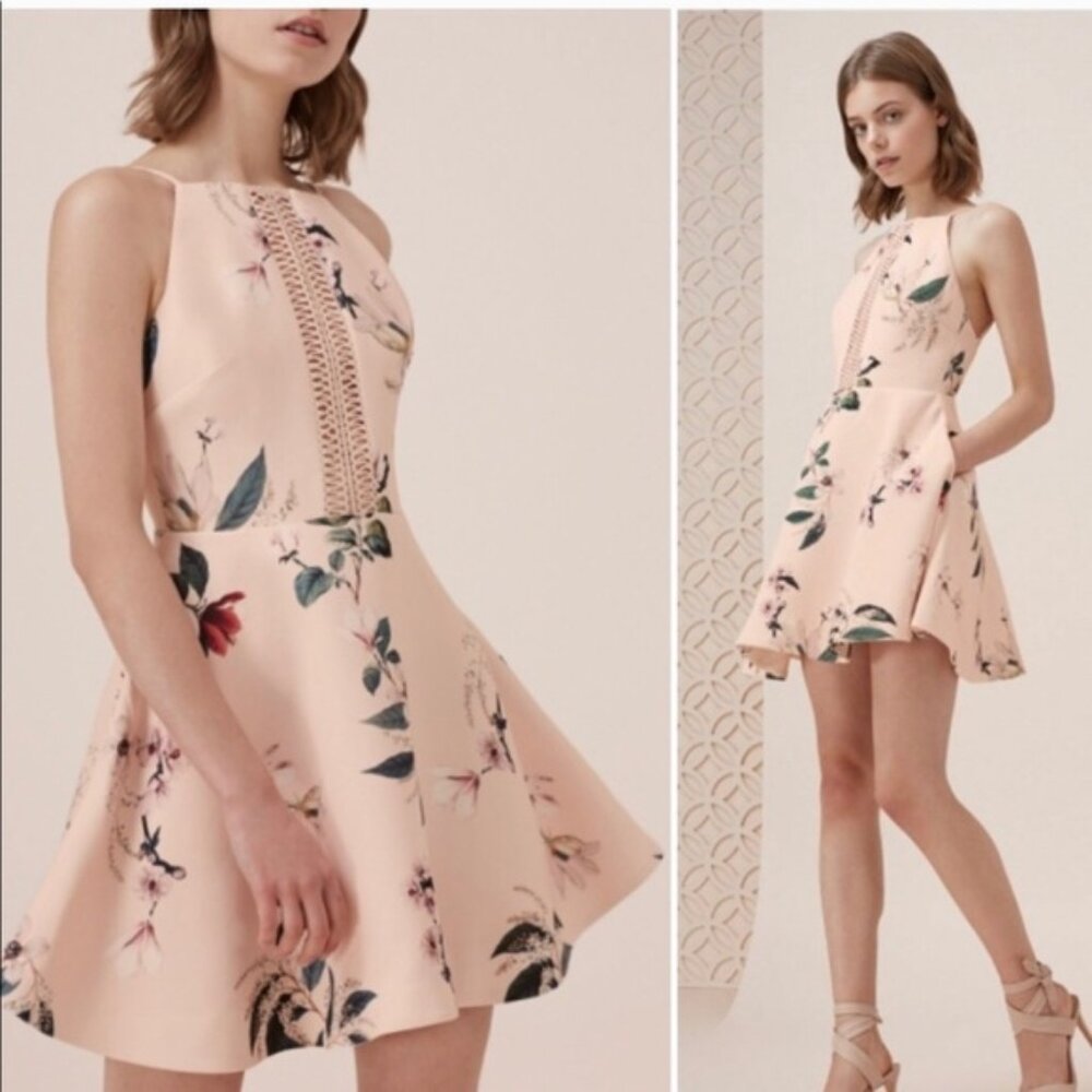 Keepsake Flare Mini Dress Dusty Pink Floral - Picture 1 of 3